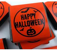48 HAPPY HALLOWEEN orange/black Halloween Foil Wrapped Trick or Treat Milk Chocolate Neapolitans bats pumpkin (48 count)