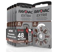48 Hearing Aid Batteries Size 312 Rayovac (Brown) PR41 Zinc-Air with Sound Fusion Technology - 6 Blisters of 8 Batteries