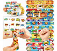 48 Hero 24PCS Hero Temporary Tattoos Sticker 24PCS Slap Bracelets Perfect for Themed Birthday Baby Showers or Classroom Rewards Ideal Decor and Gifts for Girls and Boys