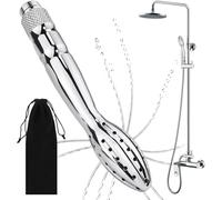 48 Hole Shower Douche Shower Enema Shower Cleaner Enema Douche System, Handheld Water Shower Nozzle Anal Rinse Vaginal Cleaning Kit for Men Women, Silver (Aluminum)