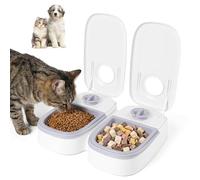 48 Hours Cat Feeder Automatic with Timer, Auto Cat Feeders Dry and Wet Food Dispenser with 2x 350ml Bowls, Double Meal Timed Pet Feeding Station, Meals up to700g Each, Electric Smart Cat Feeder, White