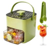 48 Ice Cube Maker with Easy Press Lid, Easy Press Ice Cube Maker for Freezer, 48 Pcs Reusable Ice Trays, BPA Free Small Ice Maker Countertop for Cocktails, Coffee and Juice (Green)
