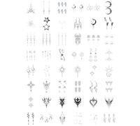 48 Images Of Sun, Moon, Stars, Thorns, And Totem Lines For Temporary Finger Tattoos.