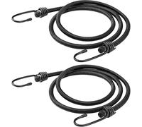 48 Inch Bungee Cord with Hooks, 2 Pack Superior Rubber Heavy Duty Straps Strong Elastic Rope for Outdoor Tent, Luggage Rack, Camping, Cargo, RV, Bike, Transporting, Storage, Black