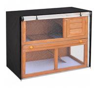 48 Inch Double Rabbit Hutch Cover, 122 x 50 x 105 cm Waterproof Thermal Cage Cover for 2 Tier Hutch, 420D Heavy Duty Outdoor Rabbit Hutches Covers, Universal Guinea Pig Cage Dust Cover - Black