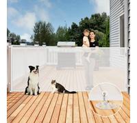 48 Inch Extra Tall Retractable Gate - No Jumping Over, 150" Extra Wide Retractable Baby Gate Retractable Dog Gate Indoor Retractable Fence Outdoor Extra Tall Baby Gate Long Pet Gate for Cats, White