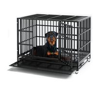 48 inch Heavy Duty Dog Crate, Indestructible Dog Cage Kennel for High Anxiety Dog, Escape Proof & Sturdy Locks Design, Extra Large Crate Indoor with Double Door and Removable Tray