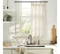 48 Inch Length Short Curtains for Windows,Pinch Pleated Cream Colored Linen Sheer Curtains for Small Windows,4 FT 4FT Long