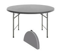 48 Inch Round Folding Table - Portable Plastic Banquet Top for Kitchen Patio Outdoor Picnic, HDPE Dining Card Table, Easy Storage, Lightweight Design