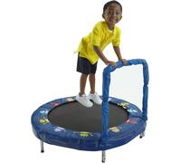 48-inch Trampoline in Blue Robot Print with Handle for Toddlers to use indoors or outdoors