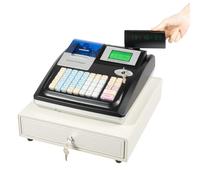 48 Keys Electronic Cash Register POS System with 8 Digital LED Display & LCM Screen, Thermal Printer w/Cash and Coin Drawer Multifunction Cash Register for Retail Restaurant Supermarket