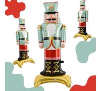 48" Large Nutcracker Foil Balloon for Christmas Decorations, Giant Self Standing Inflatable Nutcracker Balloons, Christmas Mylar Balloons for nutcrackers christmas Baby Shower Birthday Party Supplies