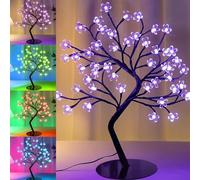 48 LED Cherry Blossom Tree Light, 16 Color-Changing Cherry Flower Lamp Artificial Bonsai Tree with Remote Lit Centerpieces for Christmas, Table Top Decor, Night Lights for Halloween, Wedding Party