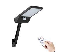 48 Led Solar Wall Light With Pir Motion Sensor, Ip65 Waterproof Outdoor Security Lamp With Remote Control And Dual Side Charging Panel For Garden Patio Driveway, 3 Modes(black)