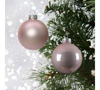 48 mini blush pink glass Christmas baubles - small pink bauble for Christmas tree 25mm hanging ornaments blush xmas tree baubles.