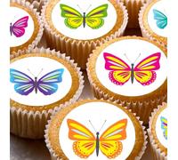 48 mini edible Colourful Butterfly butterflies party kids childrens decorations Wafer paper Fairy Bun Cake Cupcake Toppers