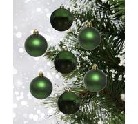48 Mini Pine Green Christmas Baubles - Green Baubles for Christmas Tree - 25mm 2.5cm Matte & Shiny Set