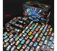 48 Mini Pull-Back Car with Built-in Garage Set, Alloy Racing Auto Toys, 48pcs Pull Back Car Set, Die-Cast Vehicles Friction Powered Design, for Kids Ages 3-12 Boys and Girls (96PCS)