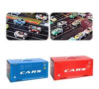 48 Mini Pull-Back Car with Built-in Garage Toy Set, 2026 New Metal Alloy Racing Car Toys, Mini Die-Cast Vehicles Friction Powered Design Withstand Long-Term Use for Kids Party Favors (Red+Blue)