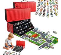 48 Mini Pull-Back with Built-In Garage Set, Metal Alloy Racing Car Toys, Mini Racers, Bulk Matchbox (Red 2pcs)