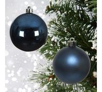 48 night blue baubles - round bauble decorations - shaterproof christmas tree hanging ornament - 6cm 60mm baubles - matt & gloss finish - tree wreath garland decorations.