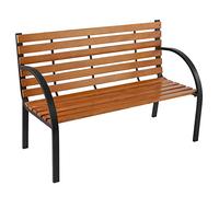 48" Outdoor Iron Steel Frame Garden Bench with Mesh Backrest & Armrests, Patio Seating for Garden, Park, Yard, Front Porch - Stylish & Comfortable