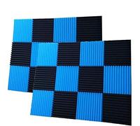 48 Pack 12"X 12"X1" Acoustic Panels Studio Soundproofing Foam Wedge Tiles, Soundproofing Acoustic Studio Wedge Foam Tiles Wall Panels (Black and Blue)