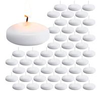 48 Pack 2 Inch Floating Candles White Unscented Dripless Wax Discs Round Floating Pool Candles Unscented Dripless Water Candles Centerpieces for Wedding Holiday Party Glass Vase Home Decor