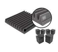 48 Pack, 2" Thick EQ Acoustics Premium Acoustic Foam Tile Kit, 30 x 30 x 5cm Classic Wedge Tiles. Better Sound For Home Studios, YouTubers, Podcasting, Sound Recording