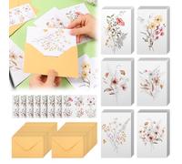 48 Pack A6 Floral Greeting Card with Envelope, 4x6 Blank Note Card Set for DIY Greeting Cards Scrapbooking, Multiple Floral Designs Cards for Thank You Wedding Invitation(Style 3)