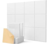 48 Pack Acoustic Wall Panels Self Adhesive, 30x30x1cm Square Sound Proofing Panels, for Wall Ceiling Recording Studios Home Office White