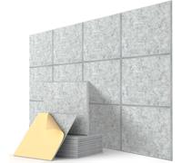 48 Pack Acoustic Wall Panels Self Adhesive, 30x30x1cm Square Sound Proofing Panels, for Wall Ceiling Recording Studios Home Office Grey