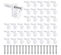 48 Pack Back Wall Clips for Drywall, Heavy Duty Shelf Clips for Wire Shelving, White Fixed Mount Drywall Wire Shelf Back Wall Clips Shelf Brackets Included Screws and Clips with Expansion Tubes