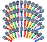 48 Pack Blow up Microphone Inflatable Microphones Bulk Pretend Inflatable Microphone Props Toys for 80s 90s Musical Concert Themed Cosplay Stage Party Role Play