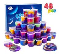 48 Pack Fluffy Galaxy Making Christmas Slime kit for Kids, Mini Easter Slime Party Favor, Bulk Putty Cheap Toy for Girls and Boys for Sensory and Tactile Stimulation, Bag Fillers, Soft Non-Sticky