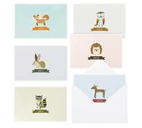 48 Pack Funny Woodland Animal Thank You Cards with Envelopes for Baby Shower, Kids, All Occasion (6 Cute Designs, 10 x 15 cm)