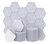 48 Pack Hexagon Acoustic Panels Self-adhesive, TONOR 30x26x0,9cm High Density Sound Proof Panels for Walls, Sound Deadening Insulation Treatment Sound Absorbing Padding for Studio, Office, Home, Grey