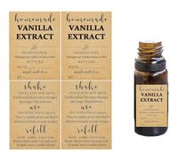 48 Pack Kraft Homemade Vanilla Extract Stickers 1.5×2 inch Square Vanilla Instruction Labels Madagascar Vanilla Beans and Vodka Extract Stickers for Handcrafted Vanilla Bottles,Jar Kitchen Pantry