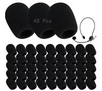 48 Pack Mini Foam Microphone Covers, Microphone Windscreen, Microphone Foam Covers, Mic Windscreen Covers for Variety of Headset Microphone Mini Size Lapel Headset Mic Foam Covers