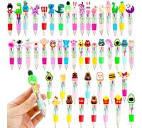 48 Pack Multicolor Ballpoint Cute Pen Retractable Pen 4-in-1 Mini Cartoon Kawaii Pens Retractable Ballpoint Gel Pen Shuttle Pens for Students Kids Back to School Fun Children Gifts Party Bag Fillers