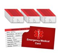 48 Pack Red Medical Condition and Emergency Contact Id Wallet Card Emergency Contact Card Emergency Medical Information Card Pocket Size Medical Alert Wallet Card for Caretakers