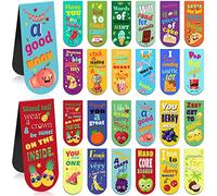 48 Pack Scented Bookmarks Magnetic Scratch and Sniff Bookmarks Fruit Food Bookmarks for Kids Cute Bookmarks with Sayings Summer Bookmarks for Kids Students Teens Teachers, 12 Styles (Mixed Flavor)