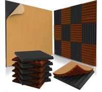 48 Pack Self-Adhesive Acoustic Panels 1 X 12 X 12 Inches - Acoustic Foam - Studio Foam Wedges - High Density Panels - Soundproof Wedges - Black/Orange