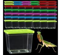 48 Pack Small Plastic Reptile Carrier Tarantula Enclosure Breeding Box Hatching Container for Spider Snail Turtle Hermit Crab Insect (3.9 x 2.9 x 3.1 Inch)