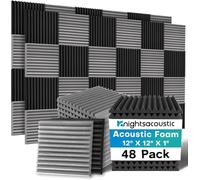 48 Pack Sound Proofing Panels, 1" X 12" X 12" Acoustic Wall Foam Panels, Soundproofing Acoustic Panels, High Density Soundproof Acoustic Absorbing Panels for Podcast Studio, Offices, Black+Grey