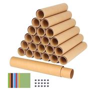 48 Pack Two Size Cardboard Tubes Craft Rolls Tubes, (1.6X10, 1.8X10 Inch) Thick Paper Roll Tubes for Craft DIY Art, Come with Cardboard Colorful Paper Wiggle Eyes(Brown)