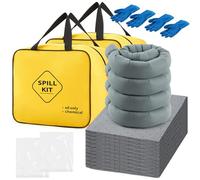 48 Pack Universal Spill Kit Emergency Response Set, Includes Yellow Duffle, 30 Pads, 4 Socks, 10 Bags and 2 Pairs Gloves for Vehicle, Medical, Office, Industrial, Restaurant, Cleanup Chemical, Fluid
