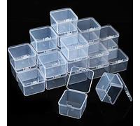 48 Packs Clear Small Plastic Containers Transparent Storage Box with Hinged Lid for Small Items Crafts Jewelry (2 x 2 x 1.4 Inches)