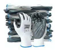 48 Pairs Nitrile Coated Gloves Red Black Nylon Safety Work Glove Use for Workshop Construction Builders Gardening Grip (White-Grey, XXL [11])