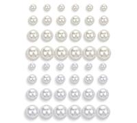 48 Pairs Pearl Earrings for Women Faux Simulated Pearl Studs Round Ball Jewelry Set for Birthday Bridal Wedding (White, Beige)